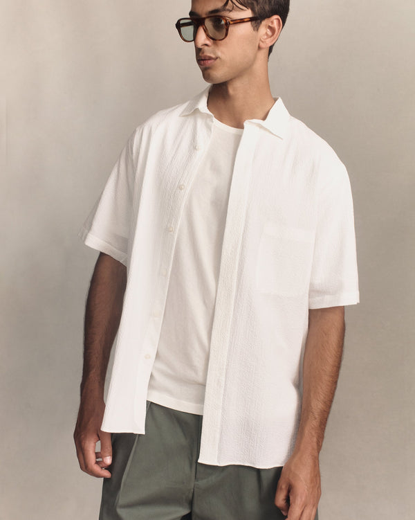 P. Johnson Resort Shirt I - White Fine Seersucker