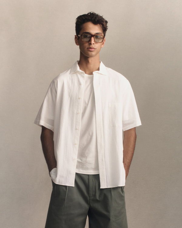 p. johnson Resort Shirt I - White Fine Seersucker