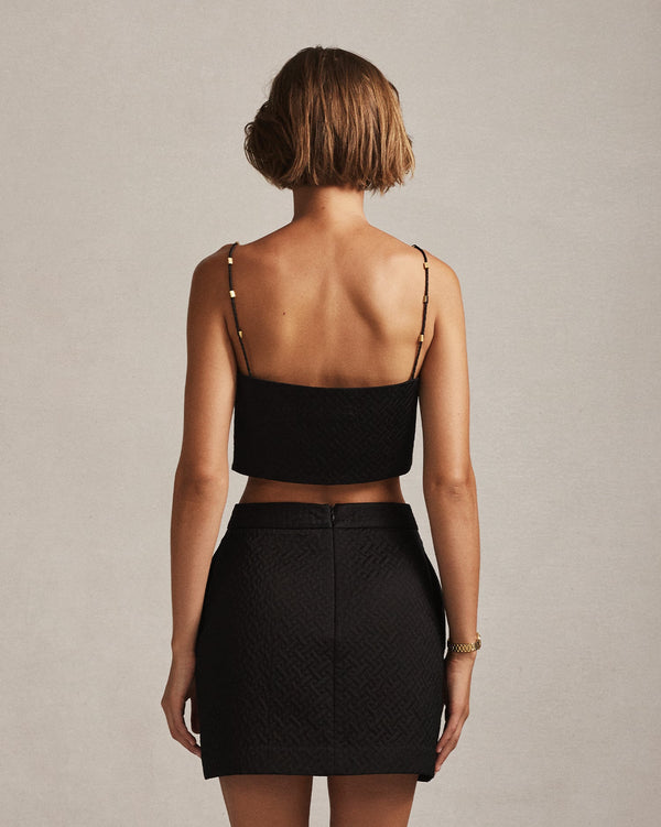 P. Johnson Sabine Quilted Crop Top - Black