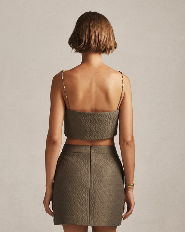 P. Johnson Sabine Quilted Crop Top - Moss