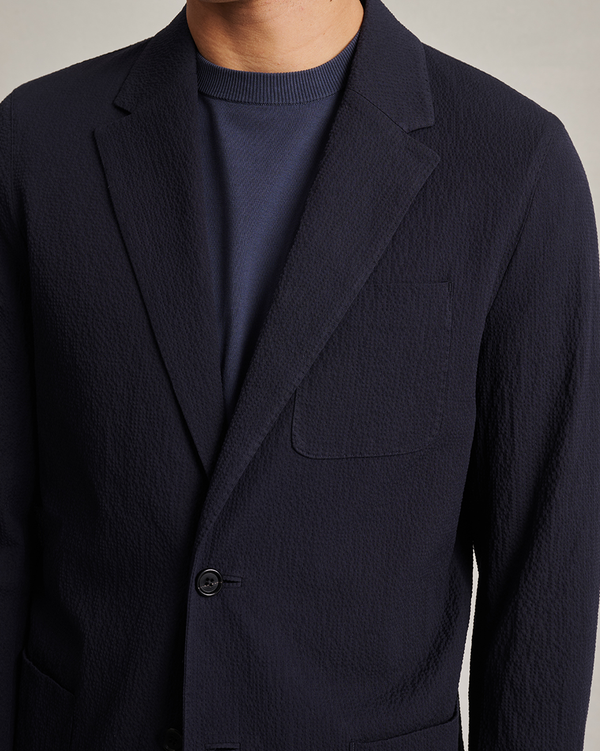 P. Johnson Slack Jacket - Navy Seersucker