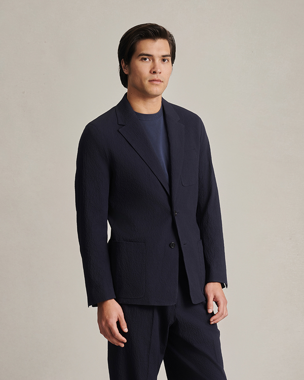 P. Johnson Slack Jacket - Navy Seersucker