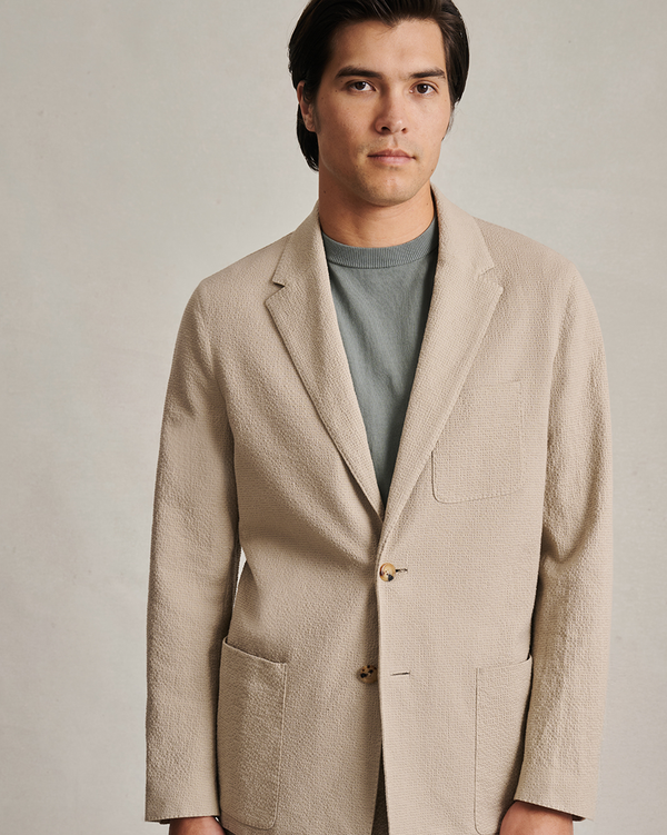 P. Johnson Slack Jacket - Taupe Seersucker