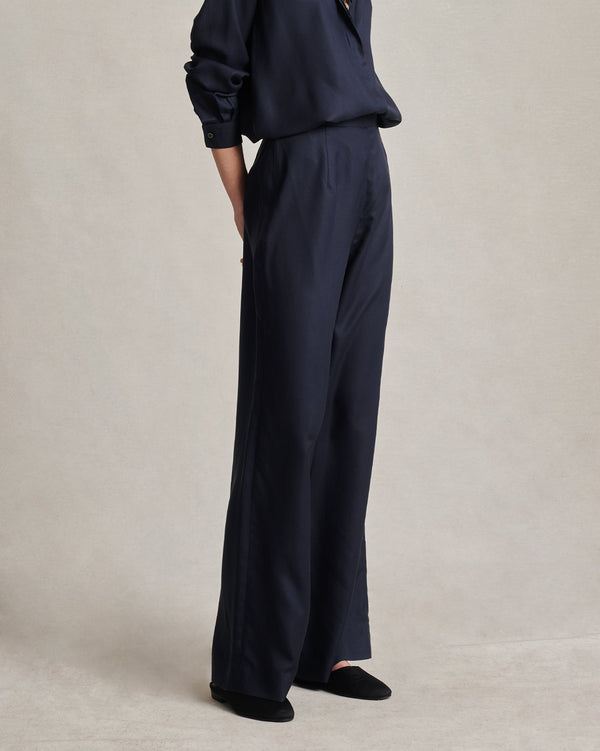 P. Johnson Sofia Trouser - Navy Dupioni