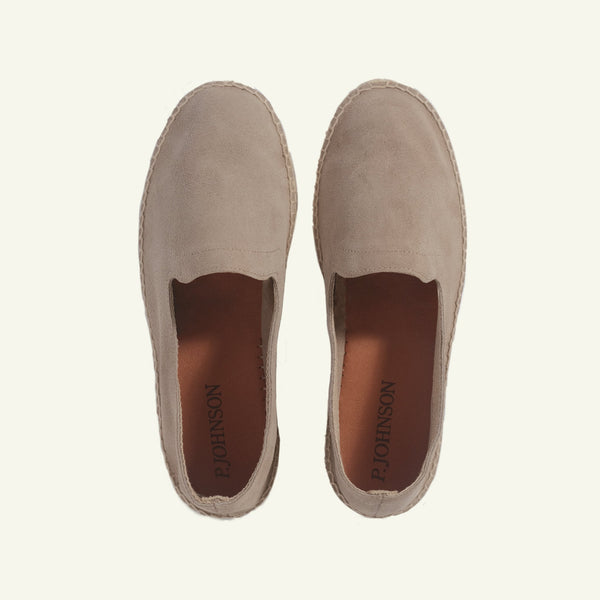 P. Johnson Suede Tonal Espadrille - Stone