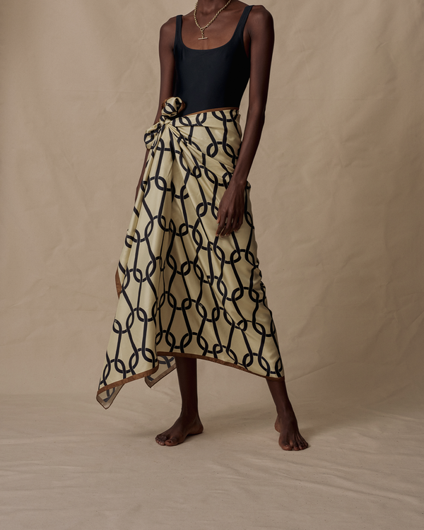 P. Johnson Taupe Chainmail Silk Sarong