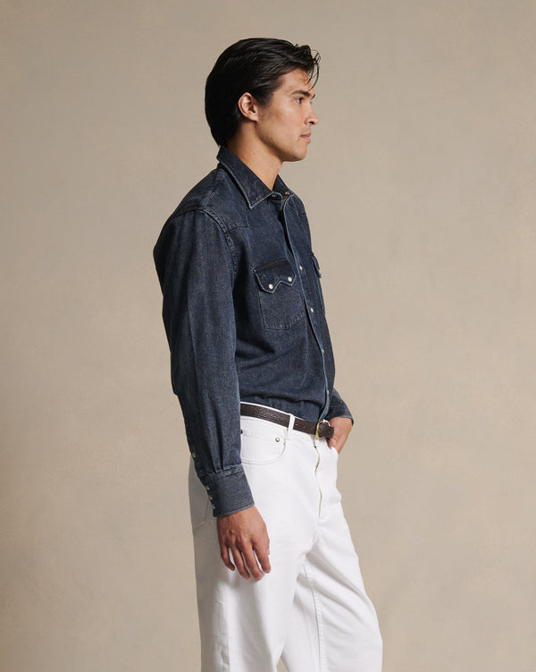 P. Johnson Western Shirt - Black Denim