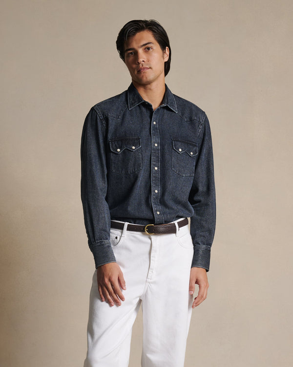p. johnson Western Shirt - Black Denim