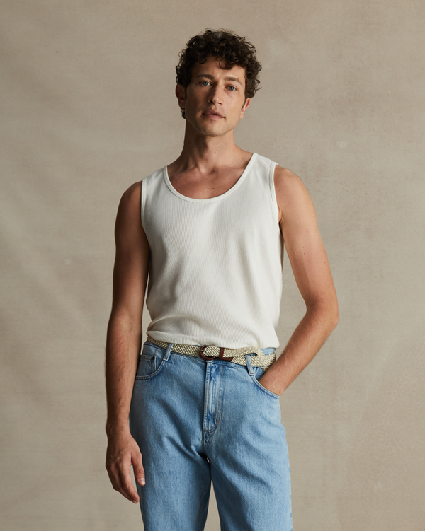 p. johnson White Waffle Tank