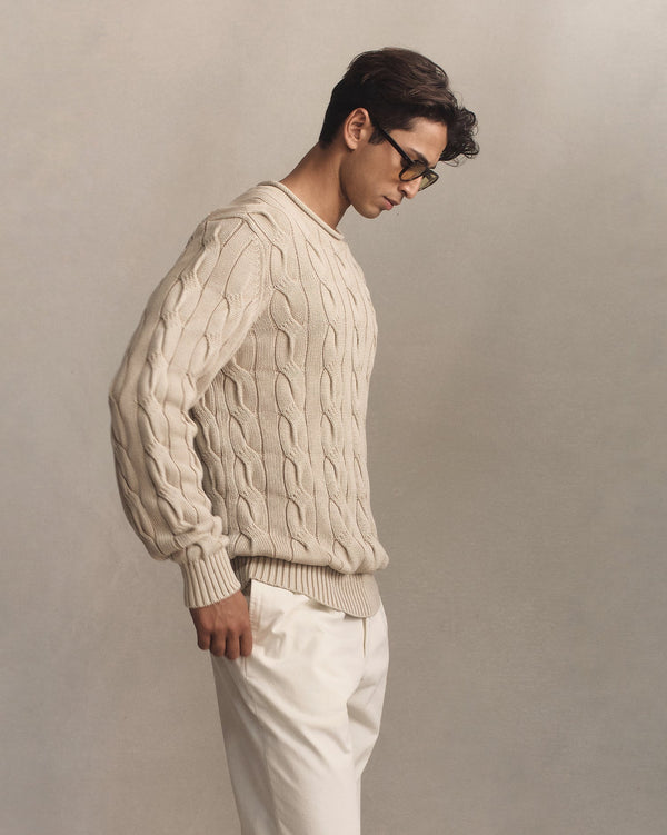 P. Johnson Yachtie Cable Sweater - Beige