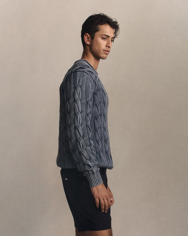 P. Johnson Yachtie Cable Sweater - Navy