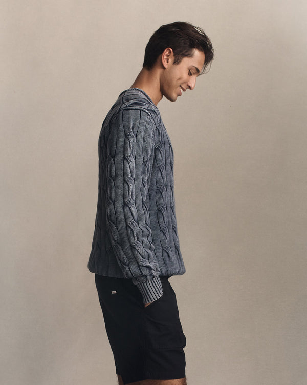 P. Johnson Yachtie Cable Sweater - Navy
