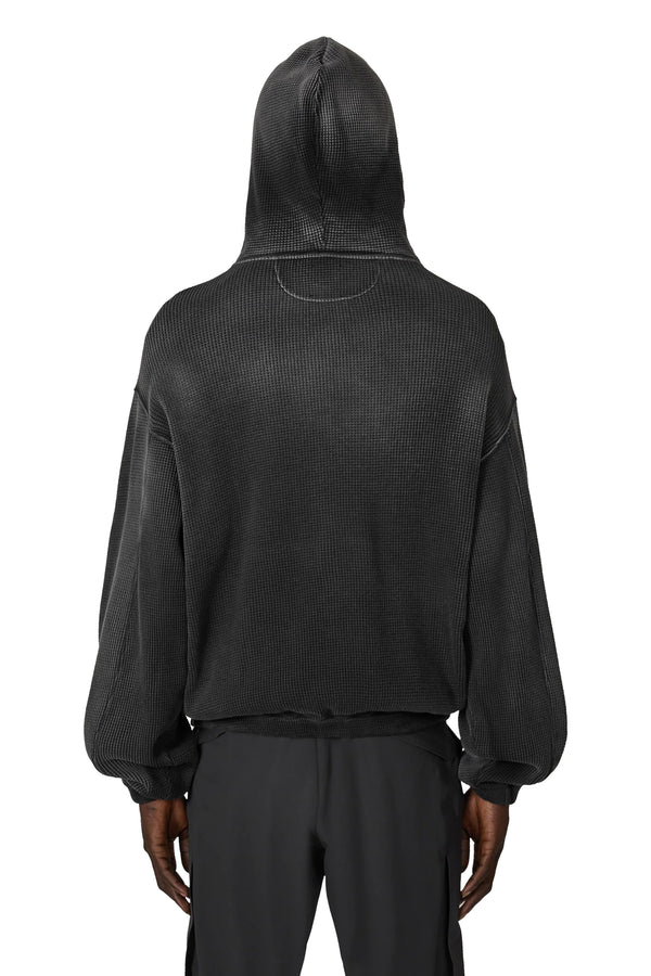 P.a.m. Perks And Mini Bee Sun Faded Waffle Zip Up Hoodie Black