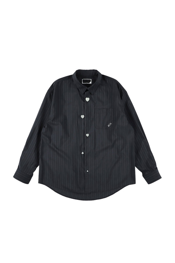 P.a.m. Perks And Mini FLOATING HEART POPLIN SHIRT BLACK PINSTRIPE