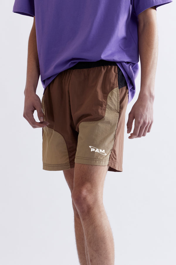 p.a.m. perks and mini LUNACY FREE WHEELING TRACK SHORTS - BROWN