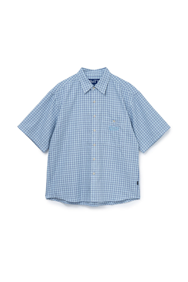 p.a.m. perks and mini Multi Check S/S Shirt Light Blue