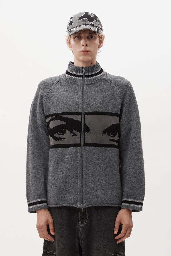 p.a.m. perks and mini EYES ZIP THRU KNIT CARDIGAN