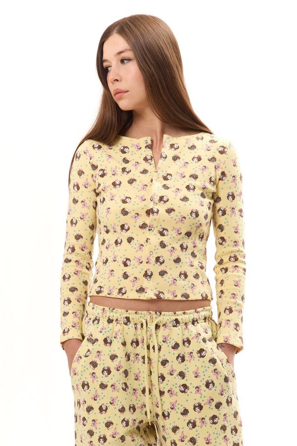 P.a.m. Perks And Mini GIRL BABY YELLOW THERMAL TOP