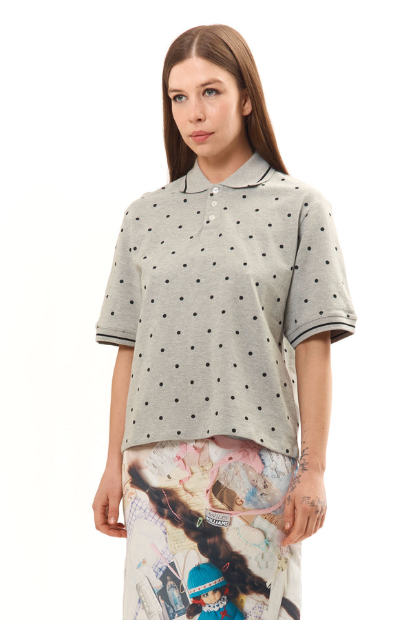 P.a.m. Perks And Mini GREY POLKA DOT POLO SHIRT