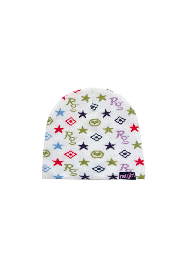 p.a.m. perks and mini Monogram Beanie White - Ratgirl