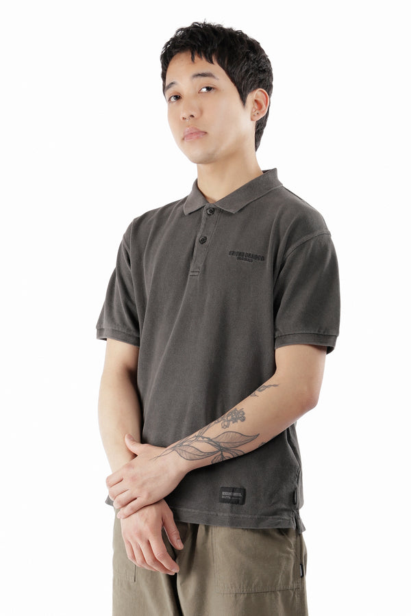 P.a.m. Perks And Mini PIGMENT DYED POLO SS TOP BLACK