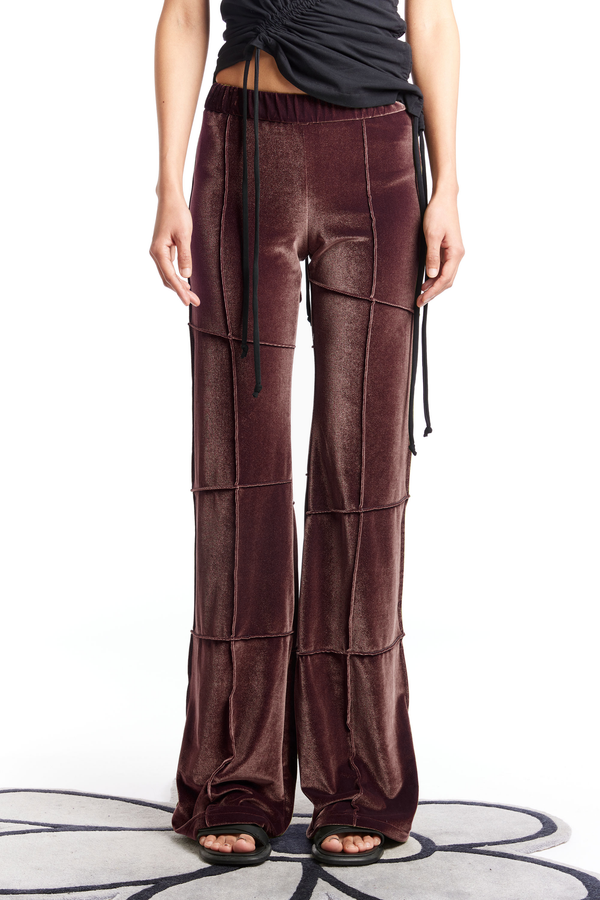 p.a.m. perks and mini Spider Stretch Velvet Flare Pant Brown