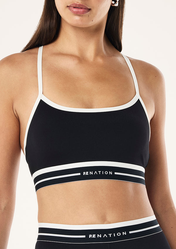 P.e Nation Advantage Sports Bra In Black & Whisper White