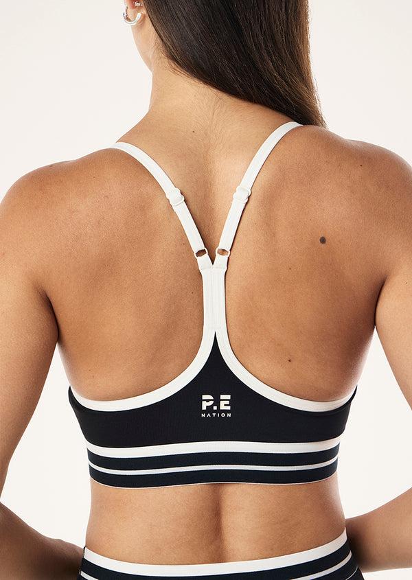 P.e Nation Advantage Sports Bra In Black & Whisper White