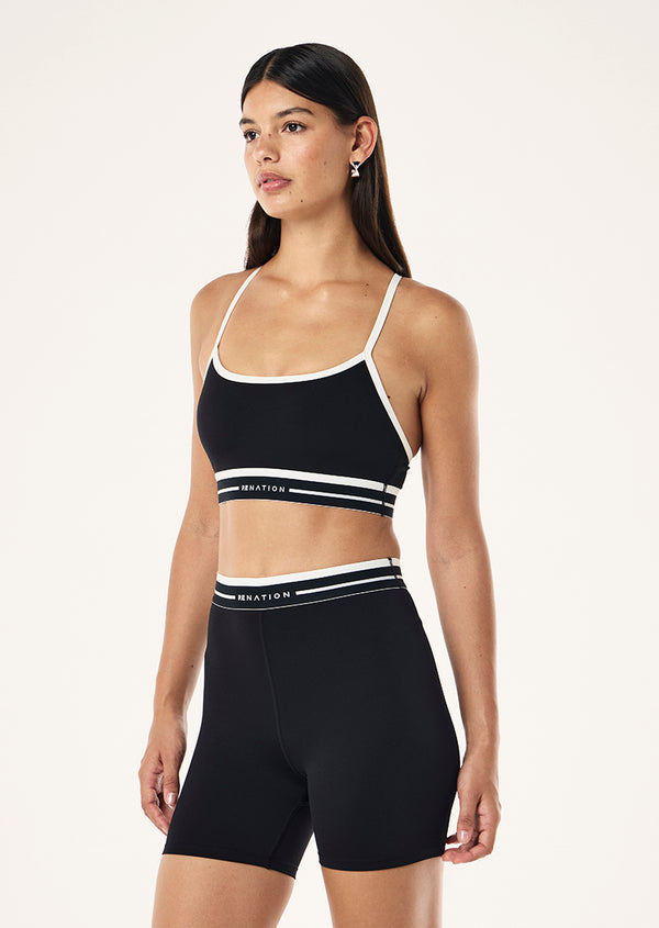 P.e Nation Advantage Sports Bra In Black & Whisper White
