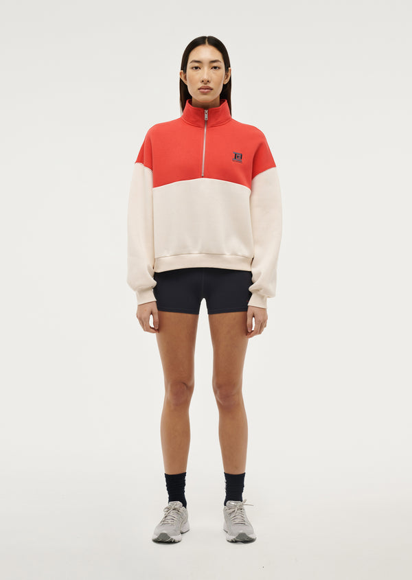 P.e Nation Centre Field Sweat In Whisper White / Poppy Red