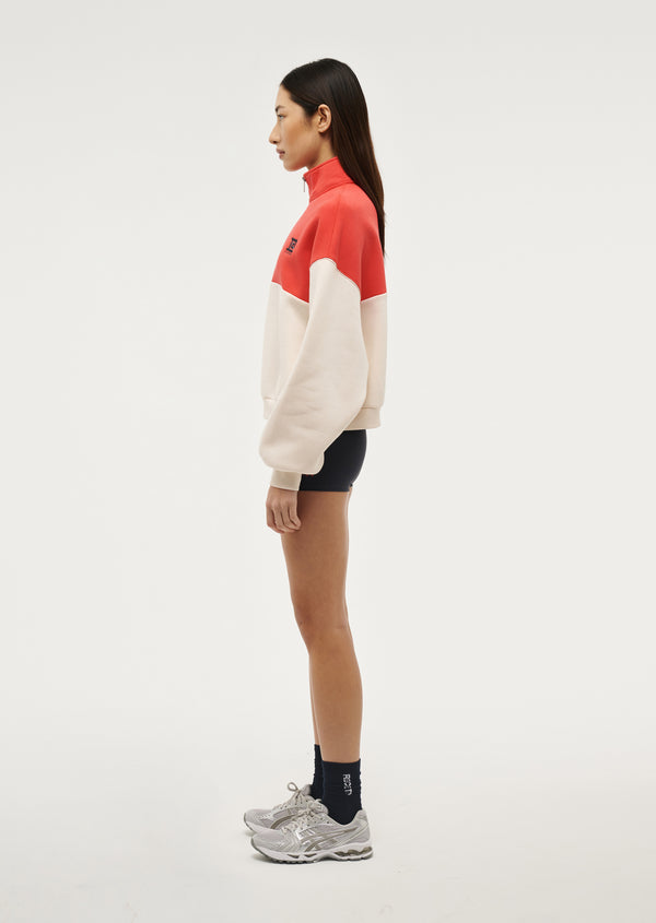 P.e Nation Centre Field Sweat In Whisper White / Poppy Red