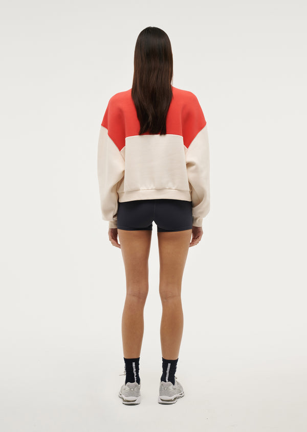 P.e Nation Centre Field Sweat In Whisper White / Poppy Red