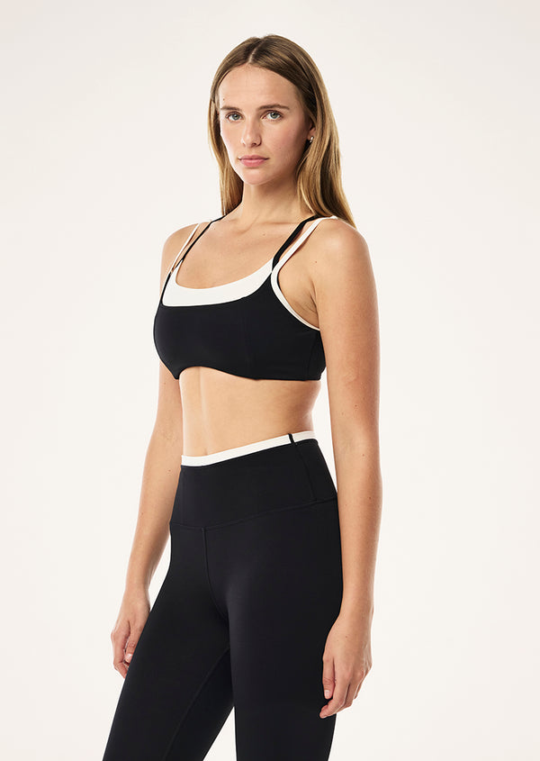 P.e Nation Distortion Sports Bra In Black & Whisper White