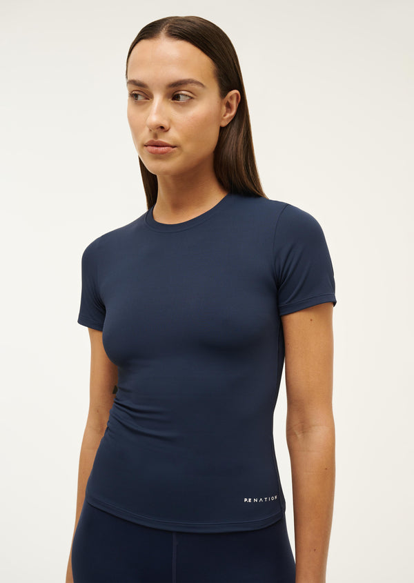 p.e nation Foundation short sleeve tee in dark navy