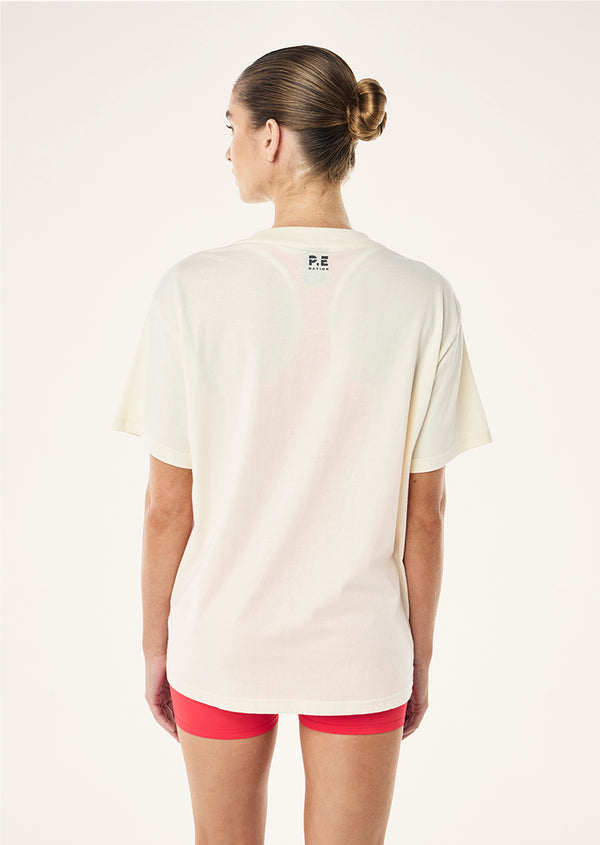 P.e Nation Heritage Tee In Whisper White & Strawberry