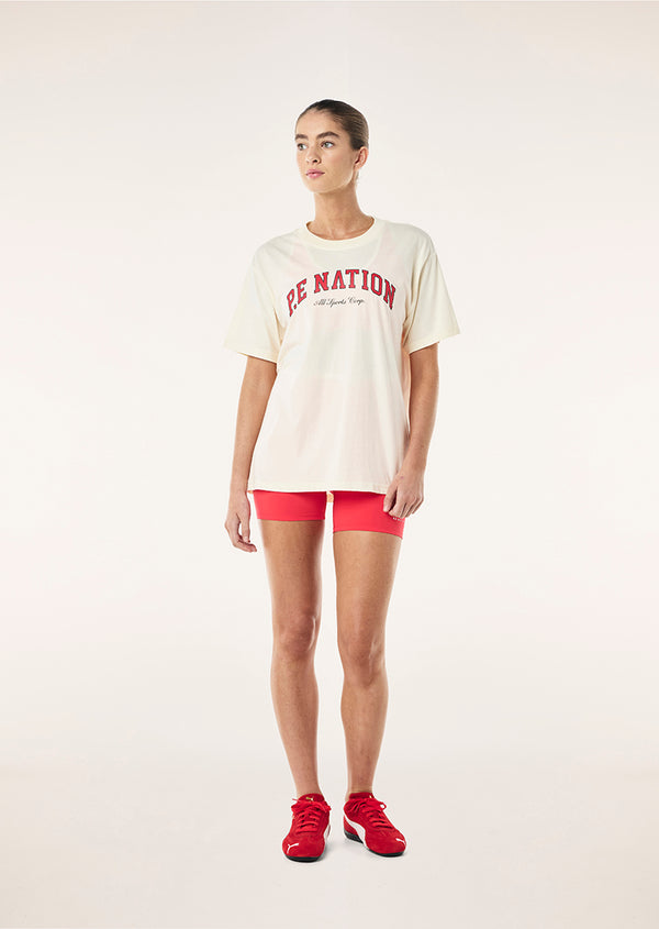P.e Nation Heritage Tee In Whisper White & Strawberry