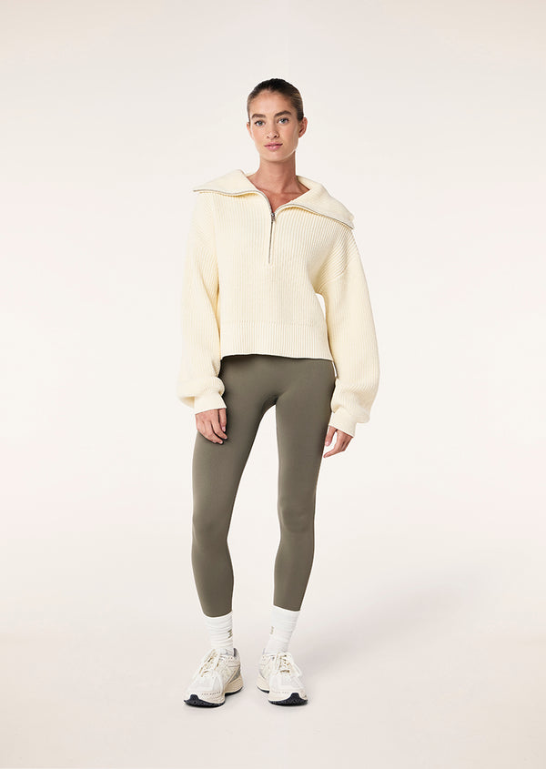 P.e Nation High Season Zip Neck Knit In Whisper White