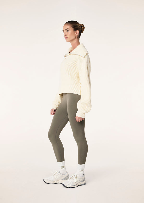 P.e Nation High Season Zip Neck Knit In Whisper White