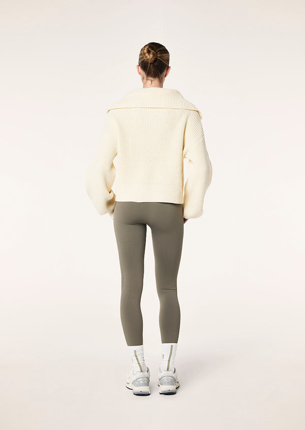 P.e Nation High Season Zip Neck Knit In Whisper White