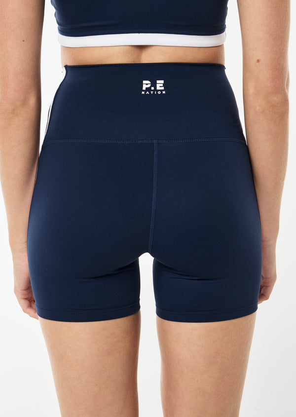 P.e Nation Highgate 5" Bike Short In Dark Navy & Optic White
