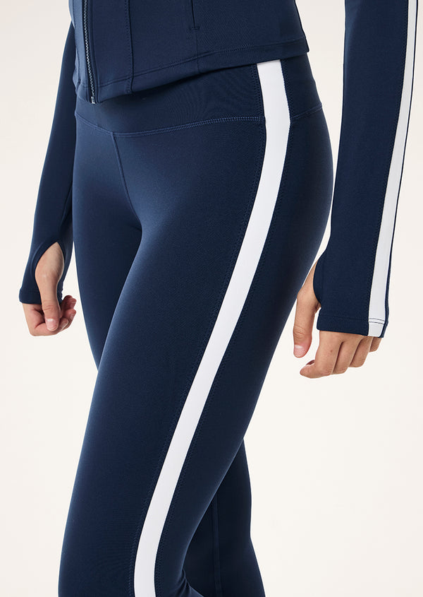 p.e nation Highgate full length legging in dark navy & optic white