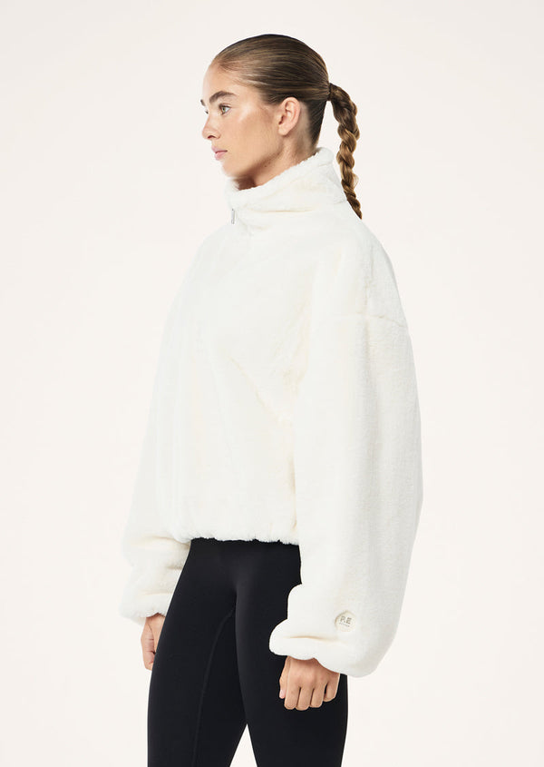 P.e Nation Monterey Zip Neck Sweat In Whisper White