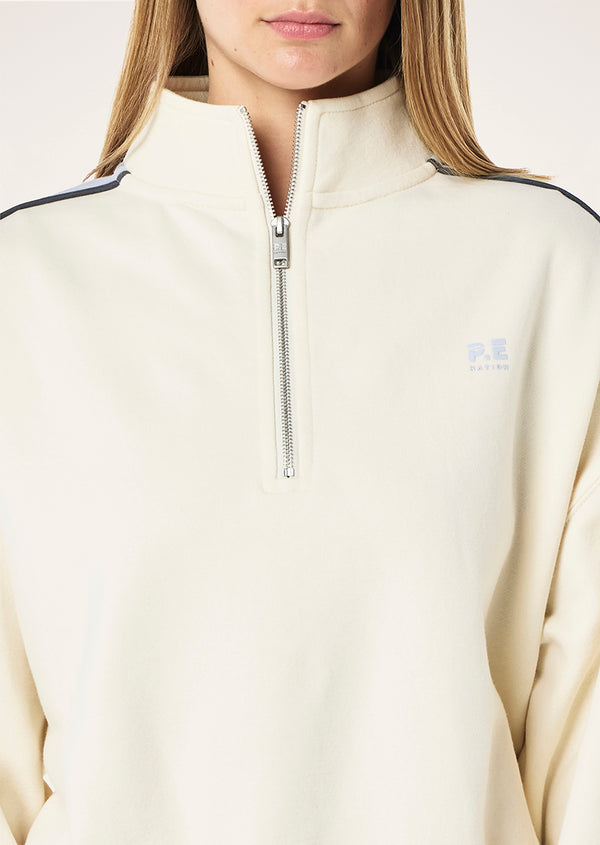 P.e Nation Align Zip Neck Sweat In Whisper White