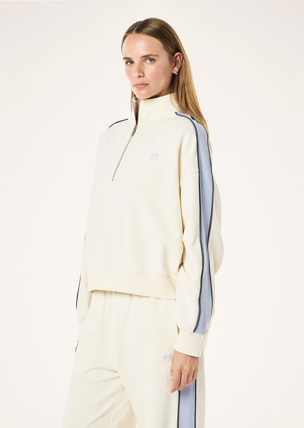 P.e Nation Align Zip Neck Sweat In Whisper White