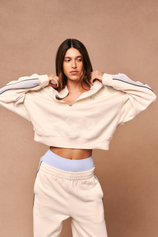 p.e nation Align zip neck sweat in whisper white