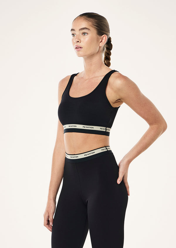 P.e Nation Avant Sports Bra In Black & Biscuit