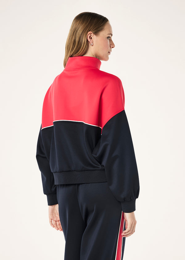 P.e Nation Boundless Zip Neck Sweat In Strawberry