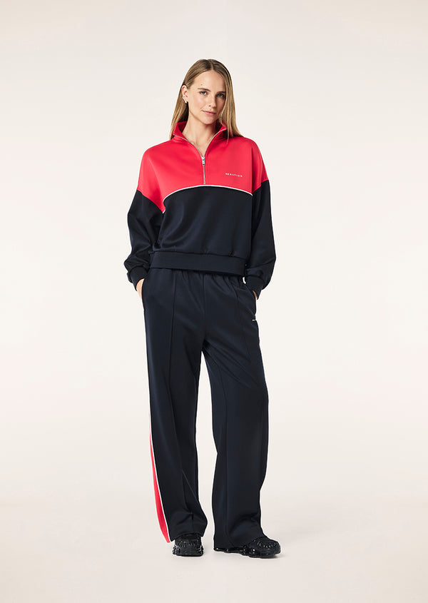 P.e Nation Boundless Zip Neck Sweat In Strawberry