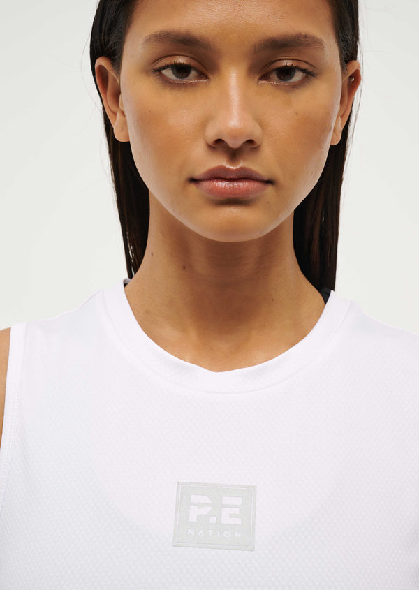 p.e nation Crossover tank in optic white