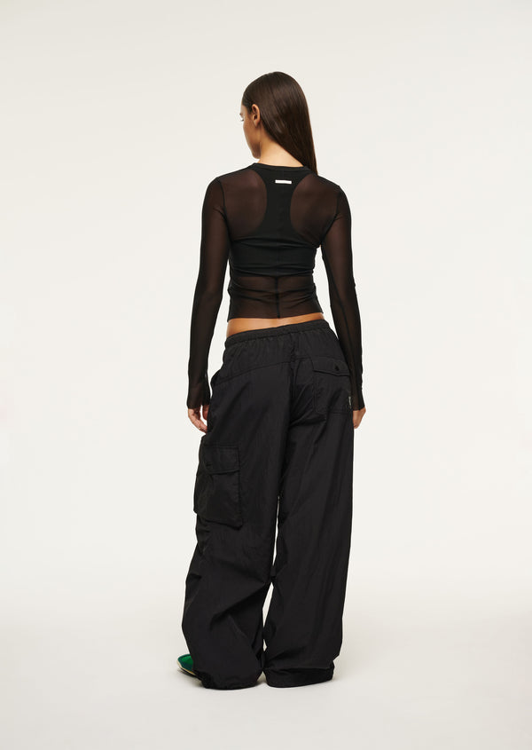 P.e Nation Discovery Mesh Long Sleeve Tee In Black